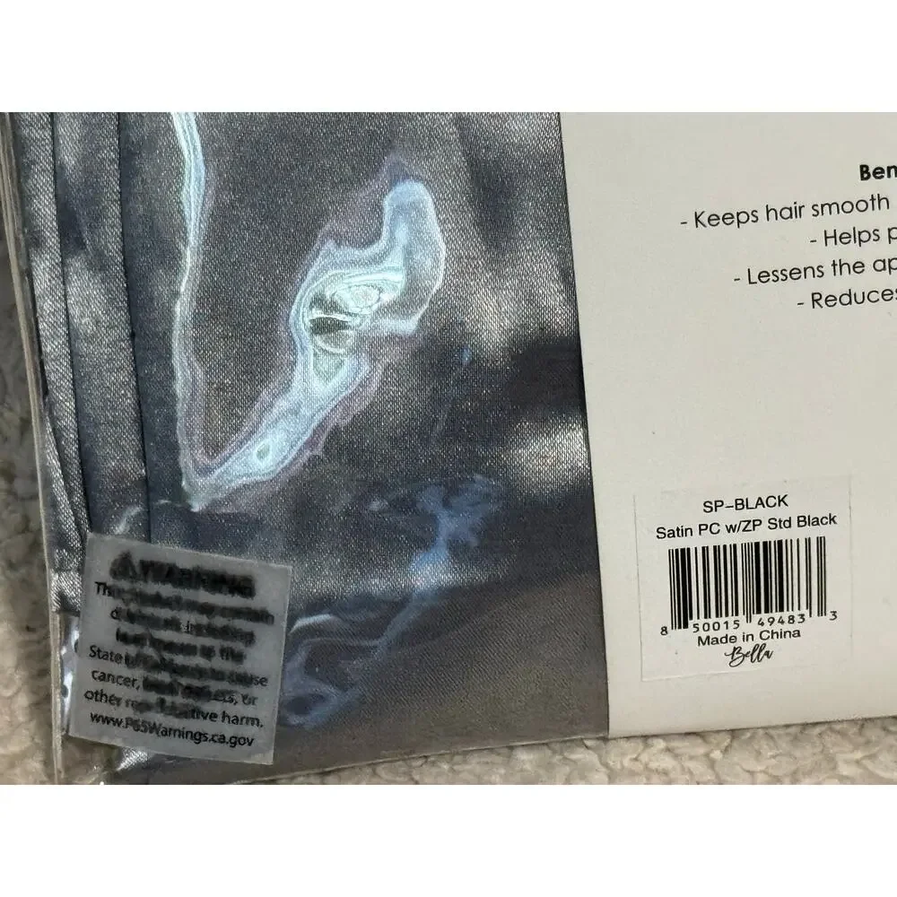 Bella NWT King Silky Gray pillow case with ruffle end & zip closure Luxurious